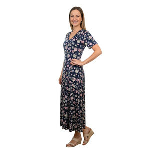 Vintage No Boundaries Cotton Blue Floral Corset Back Dress Midi Long Fit Flare